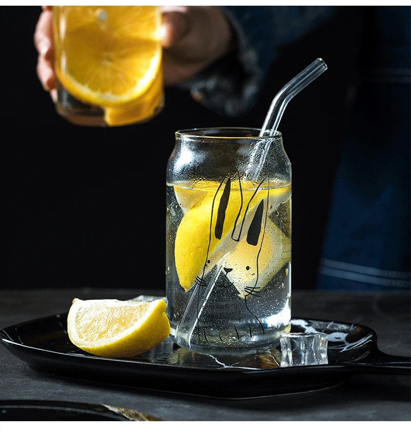 Творческий банка колы прозрачный стеклянный стакан чайная чашка чистая красная лимонная Сода сок чашка для холодных напитков