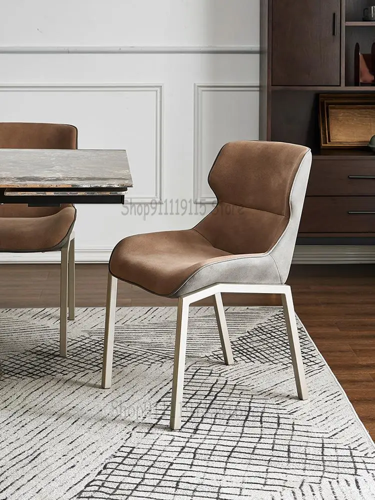 Customized Nordic Dining Chair Designer High Tech Cloth Iron Light Luxury Soft Bag Study Home Desk |