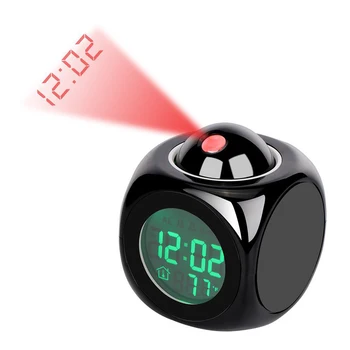 

QMJHVX Clock Projection Alarm Clock Digital LCD Snooze Temperature English Tell The Time Clocks LED Backlight Bell Timer réveil