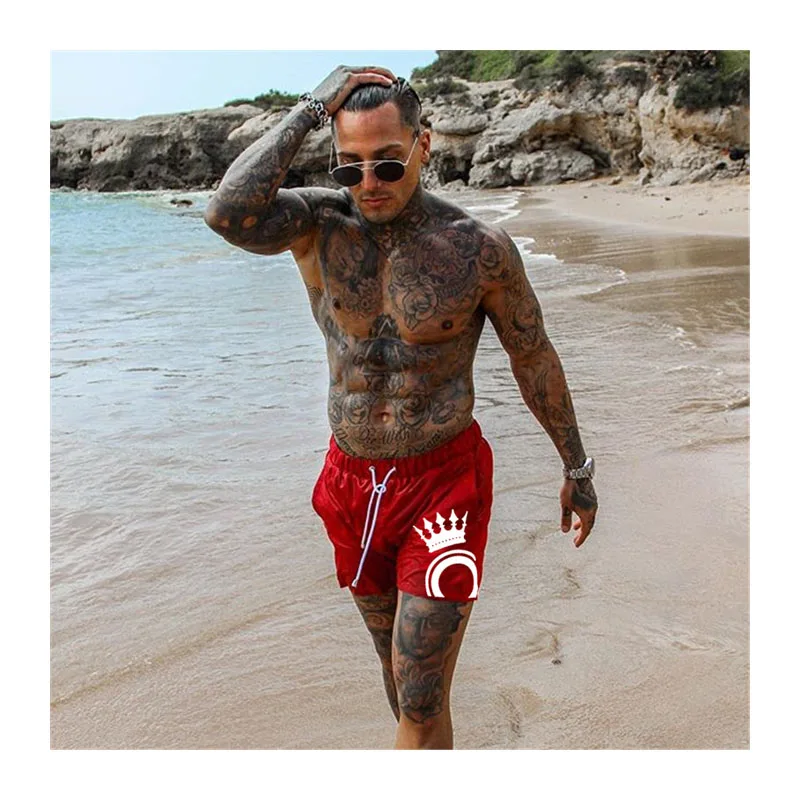Мужские пляжные шорты maillot de bain быстросохнущие с графическим рисунком для