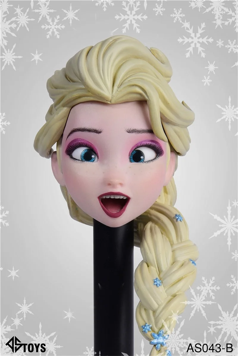 

ASTOYS 1/6 Scale Female Woman Girl Elsa Head Sculpt With Golden PVC Hair Movable Eyes For Female AS043 12'' TBL Pale Doll