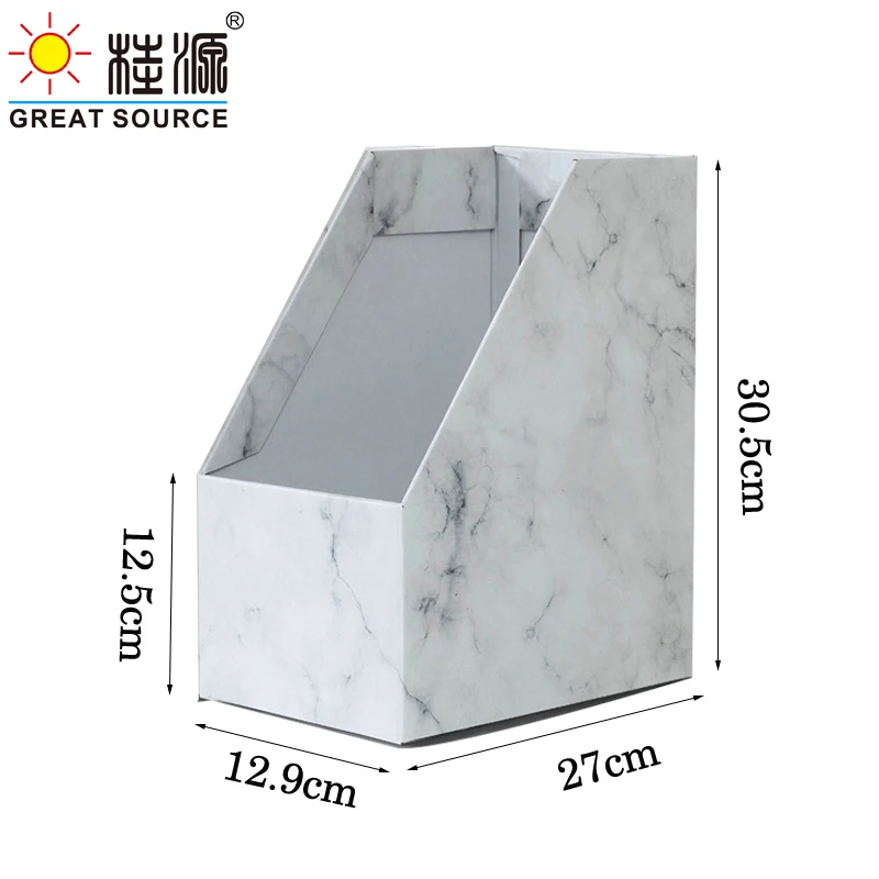 MQQ Foldaway File Holder Marble Newspaper Box Desk Top Organizer Magazine Bookend White Corrugated Paper Stationery (6PCS)