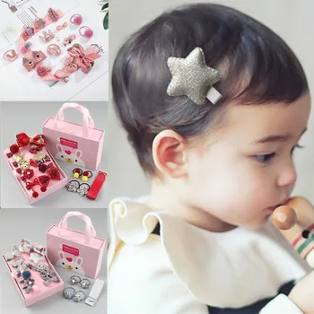 

18 Pcs/Gift Box Children Baby Cute Cartoon Flower Hair Clips Girl Sweet Fabric Soft Hairpins Barrettes Kids Hair Accessories
