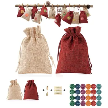 

24pcs/set Christmas Series Advent Calendar Filling Candy Gift Bag with Stickers