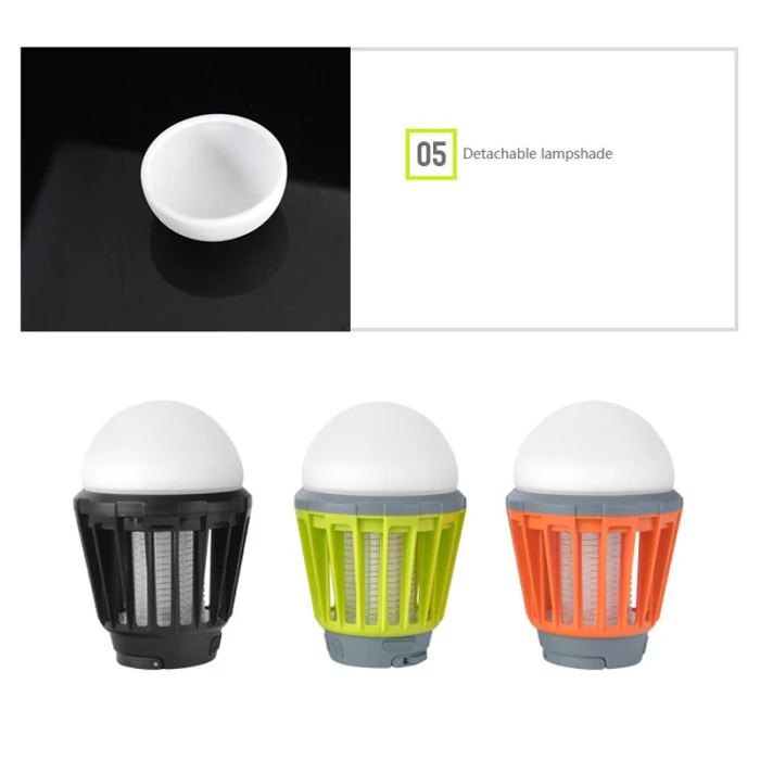 2-in-1 Camping Lantern Tent Light Portable IPX6 Waterproof Mosquito Killer LED Lantern with Hook WWO66