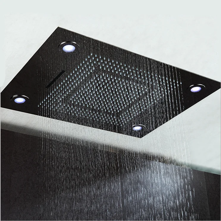 Bathroom Rectangular Shower Head Accessories Remote Control LED Ceiling Shower Head Rainfall Waterfall Big size Shower Head