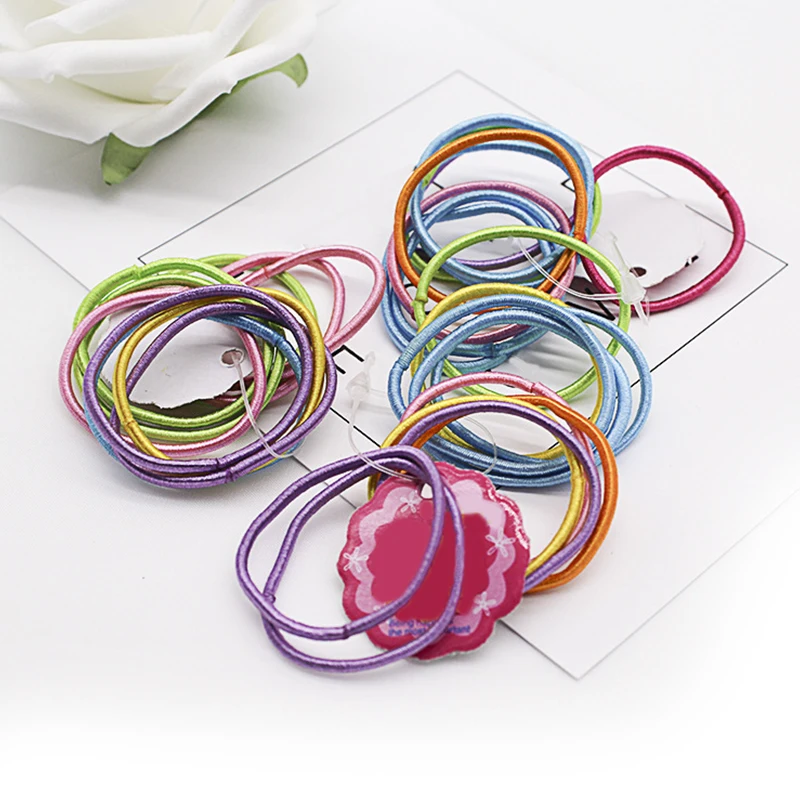 100Pcs/pack Girls Stretch Colorful Rubber Band Hair Ropes Headwear Scrunchies Hair Band Kids Ponytail Simple Hair Accessories
