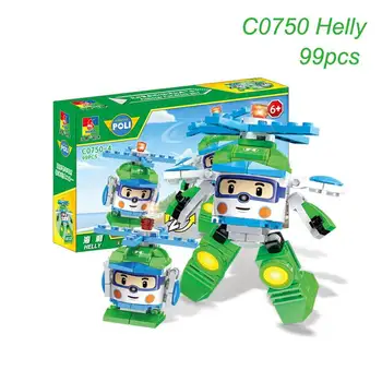 

Robocar Poli Transformation Building Blocks Helly Helicopter Figure Creative Bricks Educational Kids Toys Compatible DIY Block