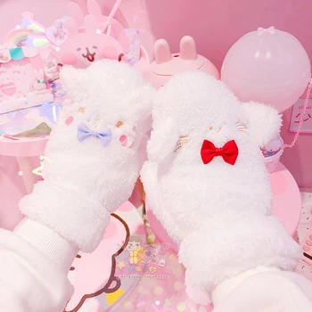 

Winter Women Rabbit Fur Gloves Knitted Real Lady Warm Soft Cycling Gloves Touch Screen Riding MTB Bike Bicycle Gloves