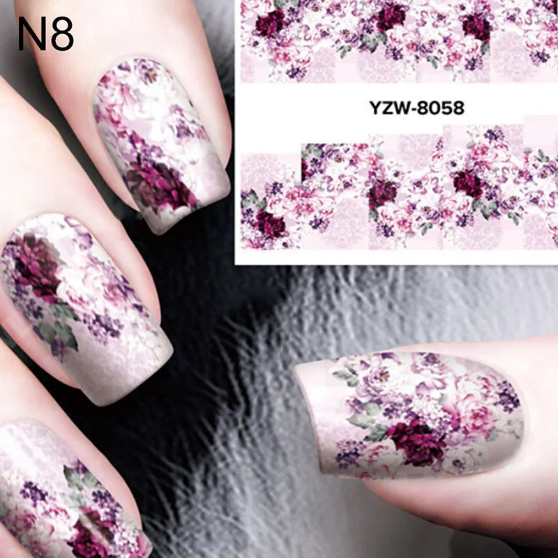 New 1 Sheet Water Decal Blooming Flower Nail Art Sticker Water Decals Transfer Nail Art Tools