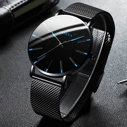 Reloj ultrafino de lujo para hombre, cronógrafo de cuarzo y malla de acero inoxidable, de negocios, elegante, gran oferta, 2021
