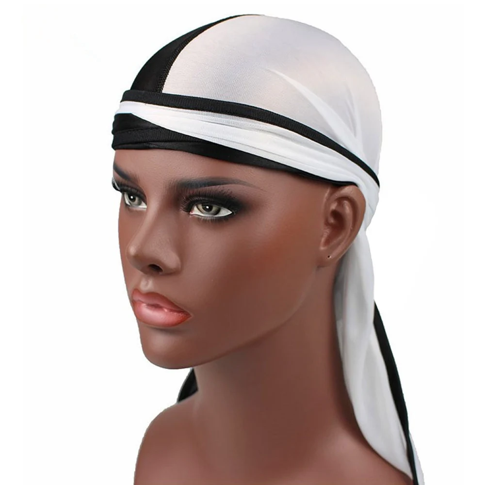 Для мужчин атласная Durag двойные цветные банданы шелковистая модная ДУ тряпка
