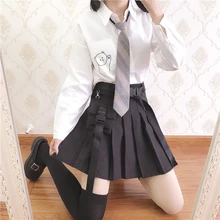 Японская Ретро оснастка плиссированная летняя юбка с высокой талией Женская повседневная юбка в студенческом стиле юбка трапециевидной формы для девочек Корейская