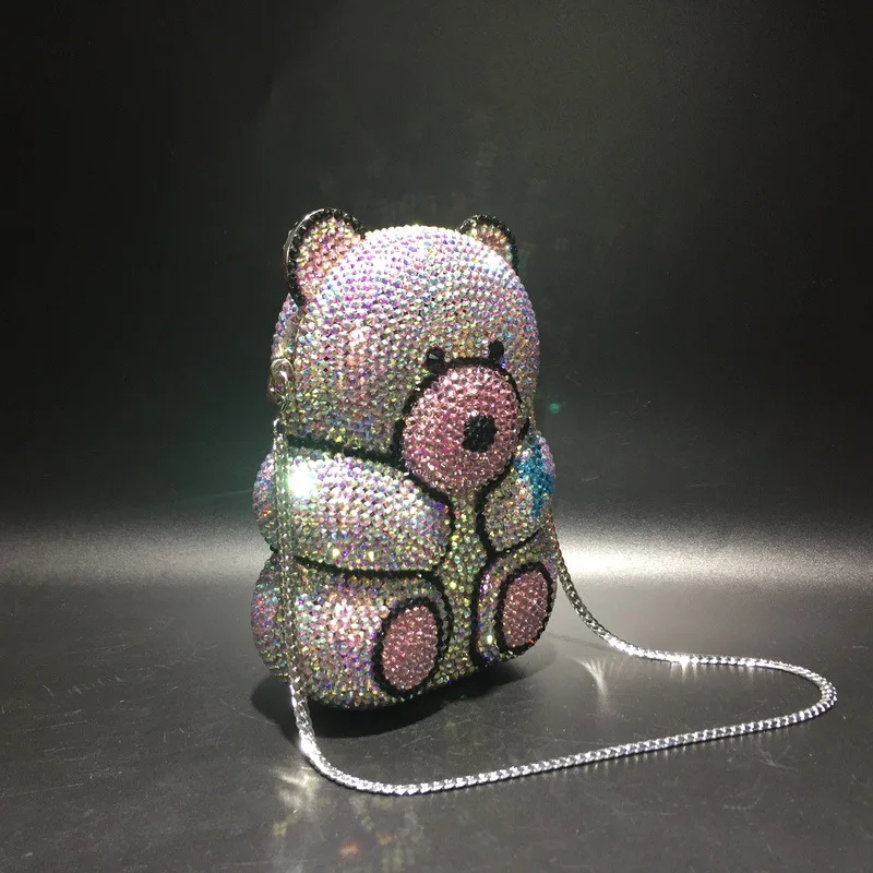 YLS, 3D, милый медведь, алмаз, вечерняя сумочка, женский клатч, сумочка, роскошная, Дамская, свадебная, с кристаллами, сумочка, серебро, синий, желтый