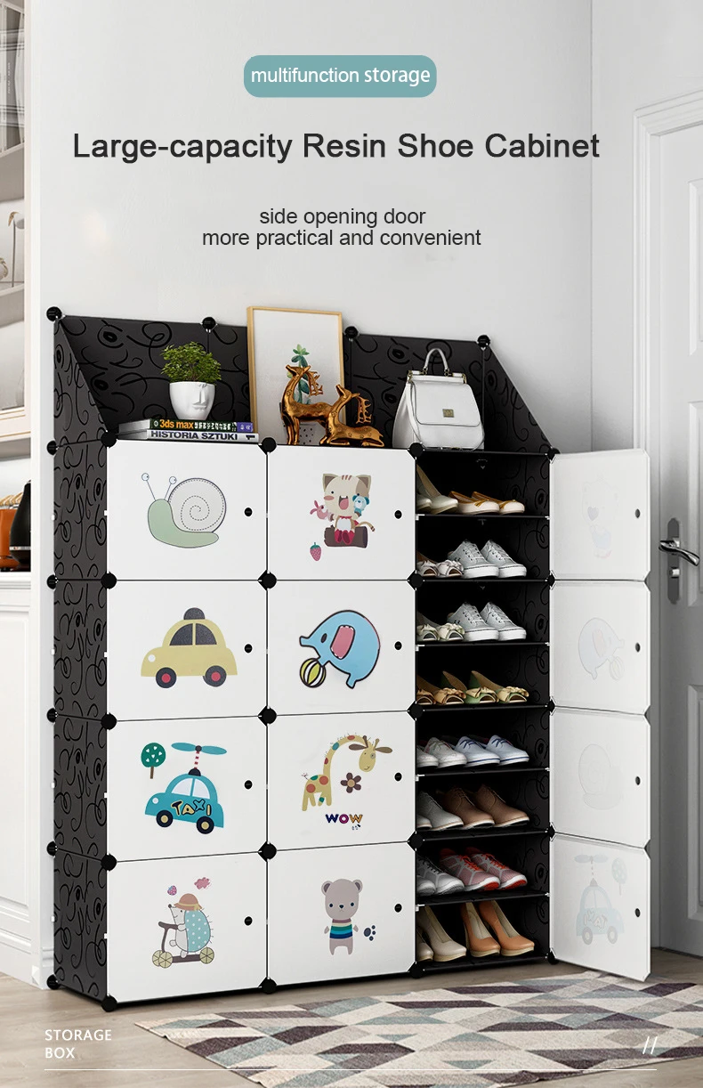 shoes storage cabinet on Plastic Assembled Shoe Cabinet Multilayer Dustproof Shoe Rack Large Capacity Shoes Storage Modular Closet Organizer With Door Super Offer 2cdc Cicig