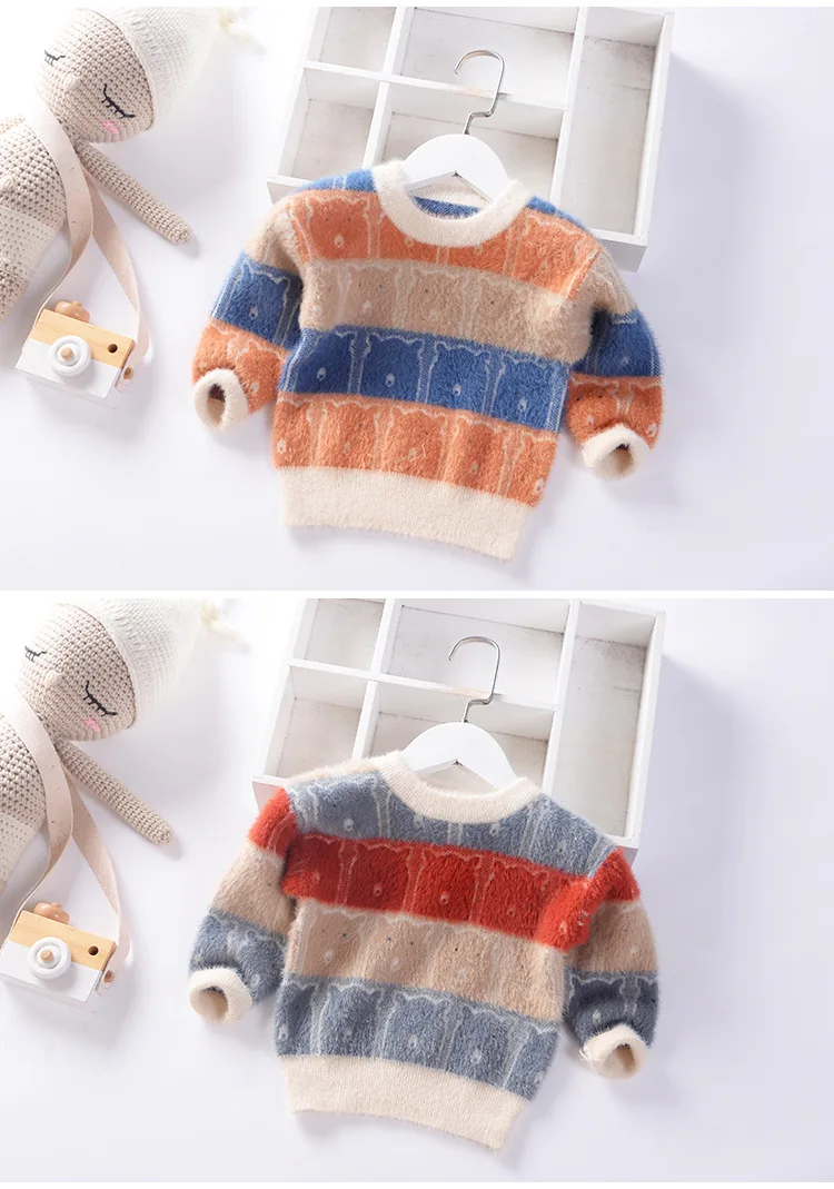 cute pattern velvet thermal boys girls sweaters spring fall winter kids pullover children's clothing
