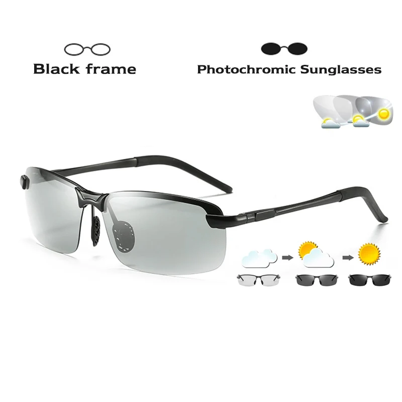 Black frame-Tran Интеллектуальные поляризованные фотохромные солнцезащитные очки, очки для ночного видения, очки для вождения, мужские и женские желтые линзы, очки для вождения - Цвет линз: Black frame-Tran