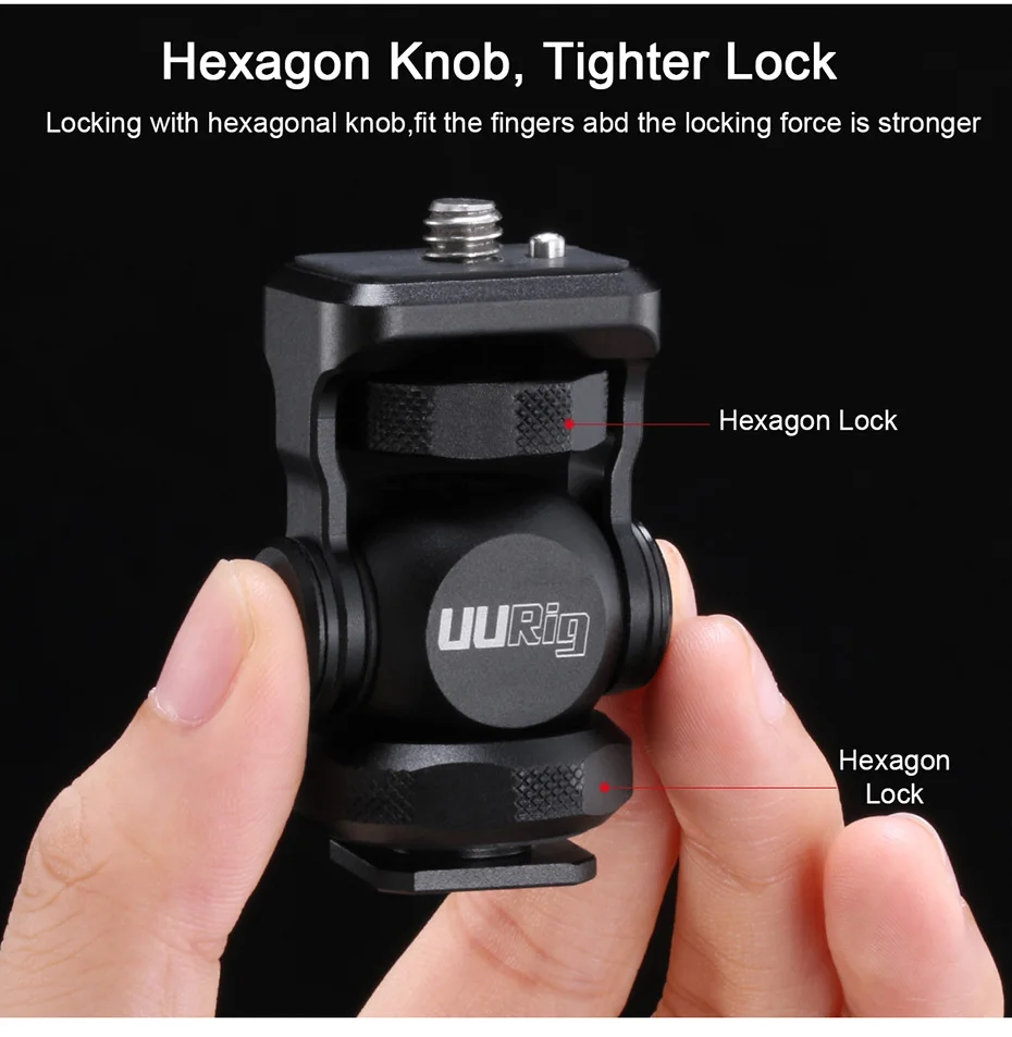 UURig R015 Монитор Кронштейн мини-шаровая Головка с холодным башмаком крепление карданный вал для sony Canon Nikon DSLR камеры аксессуары смартфон