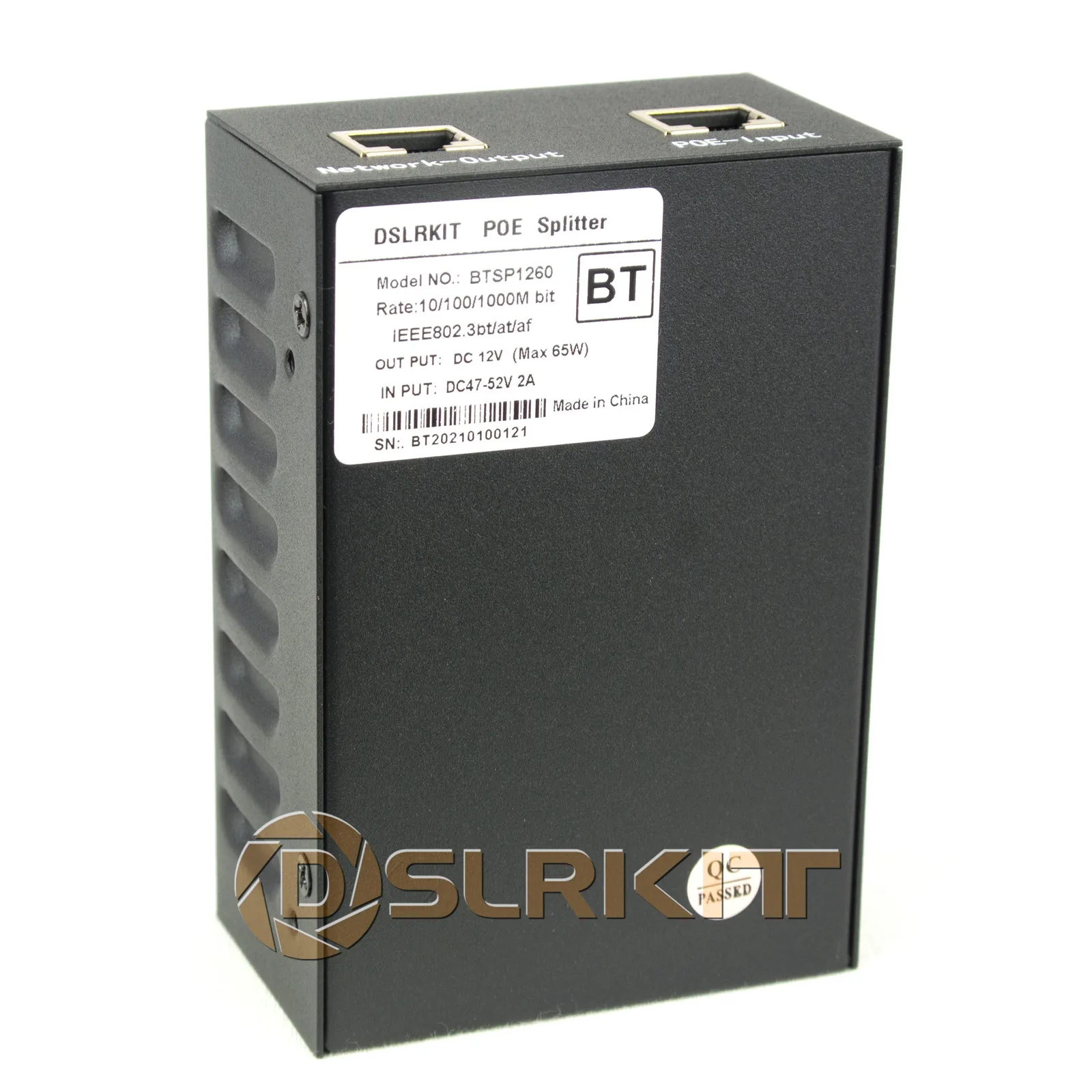 DSLRKIT 12Volt 65Watts 802.3BT PoE Kit (Splitter + Injector) Gigabit Ultra PoE++ Adapter