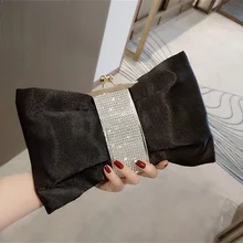 Новинка, вечерняя сумка для ужина, женские вечерние клатчи для банкета, модные вечерние сумки, высококачественные стразы, Маленькая женская сумочка с бантом