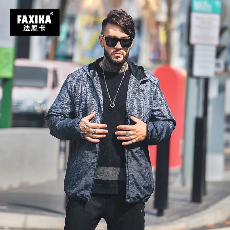 FAXIKA, новинка, плюс размер, мужское зимнее пальто, жирное удобрение, qiu dong, градиентная куртка с капюшоном