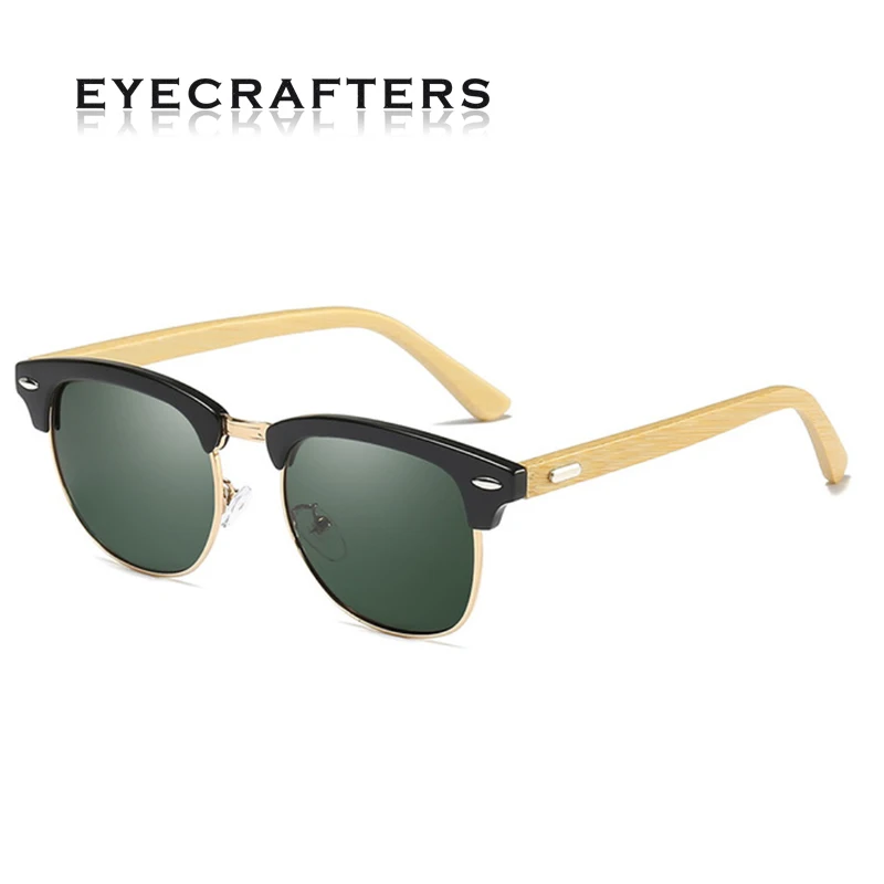 

2020 100% Natural Wooden Polarized Retro Designer Classic Half Frame Semi-Rimless Mens Womens Fashion Sunglasses Eyewear 3016