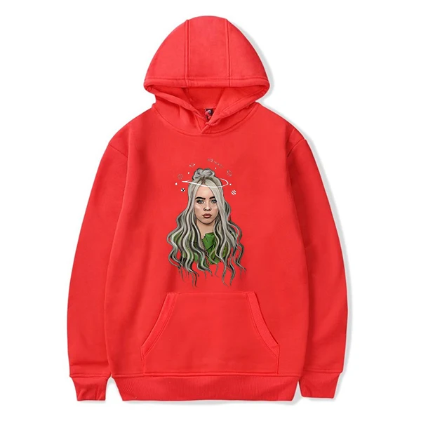Толстовка с капюшоном с принтом Billie Eilish, худи для женщин и мужчин, уличная одежда худи в стиле хип-хоп, Розовая Одежда для девочек, зимняя рубашка Harajuku - Цвет: 905-JX-billie 0