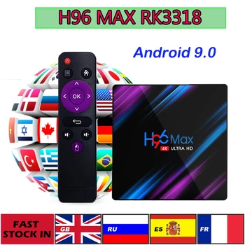

Android Tv box Android H96 MAX RK3318 4GB Ram 64GB Rom Google Voice Netflix 2.4/5.0G WiFi 4K Media player Android tv set top box