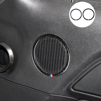 

2PCS Car Door Speaker Ring Trim Cover Vent Outlet Frame Decorative Carbon Fiber Stickers For Ford Mustang 2015-2017 Accessories