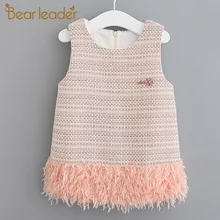 Bear leader/платье для девочек новые брендовые весенние детские милые платья для девочек милые костюмы с драпировкой костюм с цветочным рисунком детская одежда без рукавов на возраст от 2 до 6 лет