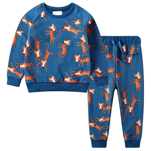 Little maven children's sets new spring Cotton brand long sleeve animal print shirt + animal print pants 1