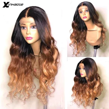 

Body Wave Ombre Color 27 Pre Plucked 13X6 Lace Front Human Hair Wigs With Long Part Brazilian Remy Hair 13X4 Lace Front Wigs