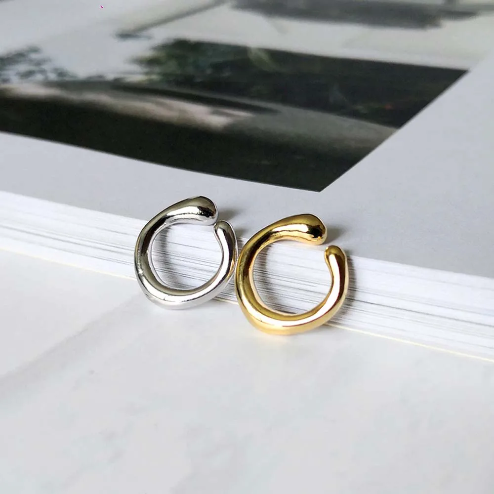 Women Cartilage Clip On Earrings Minimalist Metal Golden Without Piercing Geometric Round Ear Cuff ear clip earrings,clip earrings,ear clip