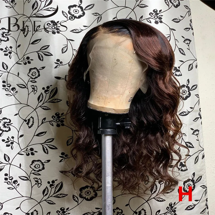 

Beeos 1b30 150% Full Lace Deep Part Lace Front Human Hair Wig Wavy Wave Ombre Brown Color Bleached Knots Brazilian Remy Hair