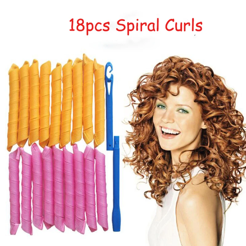 

Spiral Round Curls Hair Rollers Snail Shape Not Waveform 18Pcs 4 Sticks Hair Curler Soft Hair Curler Bendy Hair Rollers DIY