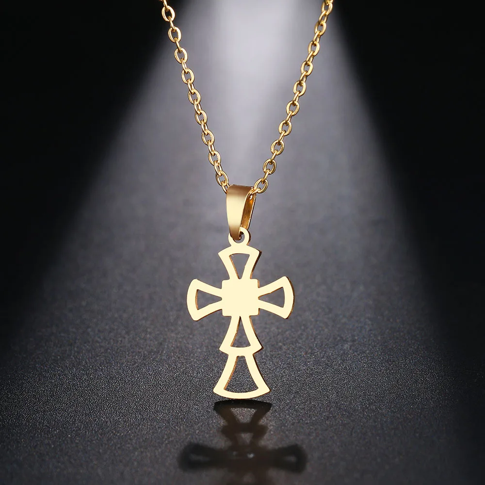 DOTIFI, ожерелье из нержавеющей стали для женщин и мужчин, дизайн, колье с крестом, ожерелье с кулоном, ювелирные изделия для помолвки - Окраска металла: Золотой цвет
