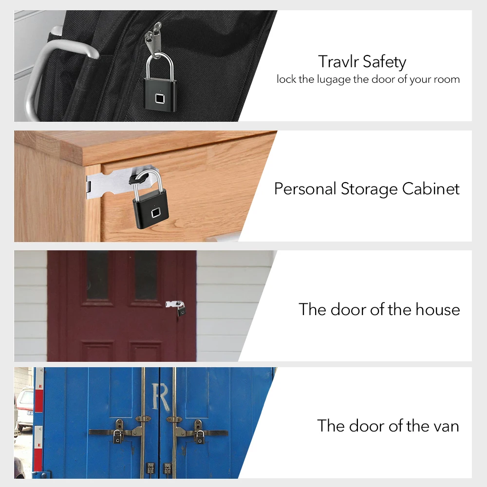 Без ключа Smartlock быстрая разблокировка отпечатков пальцев Дверной замок Безопасный usb зарядка металлический Противоугонный замок Домашний безопасный предохранительный висячий замок