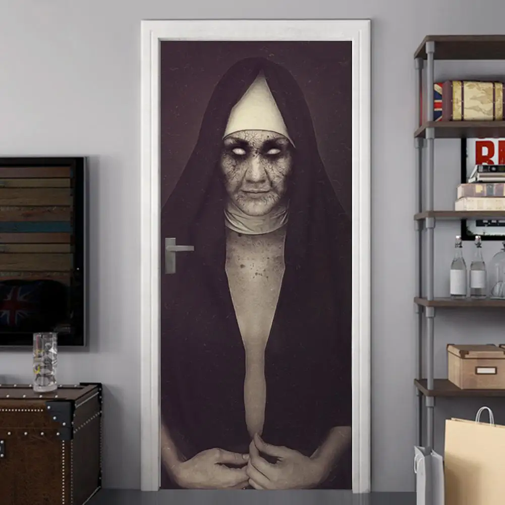 3D наклейки на дверь для Хэллоуина с изображением сестры ужасов декоративные настенные наклейки вечерние реквизиты - Цвет: MT075