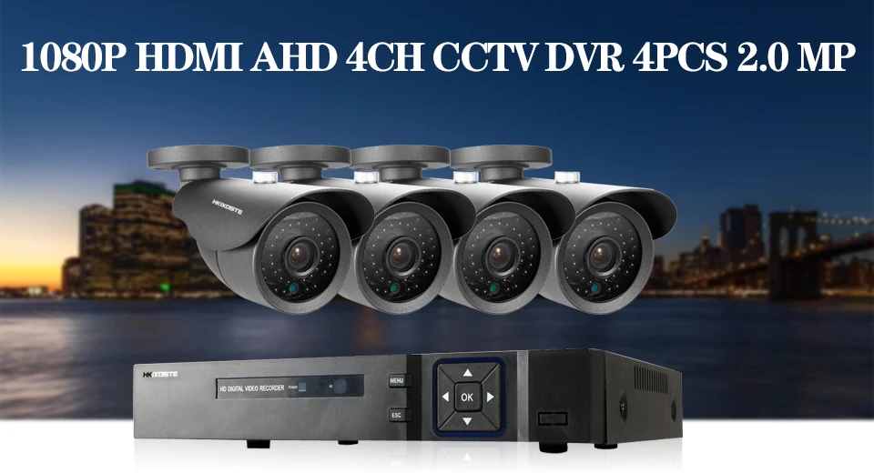 4CH система видеонаблюдения 1080P HDMI AHD 4CH DVR 4 шт. 2,0 Мп ИК наружная камера безопасности 3000TVL камера наблюдения 1080 P ahd dvr