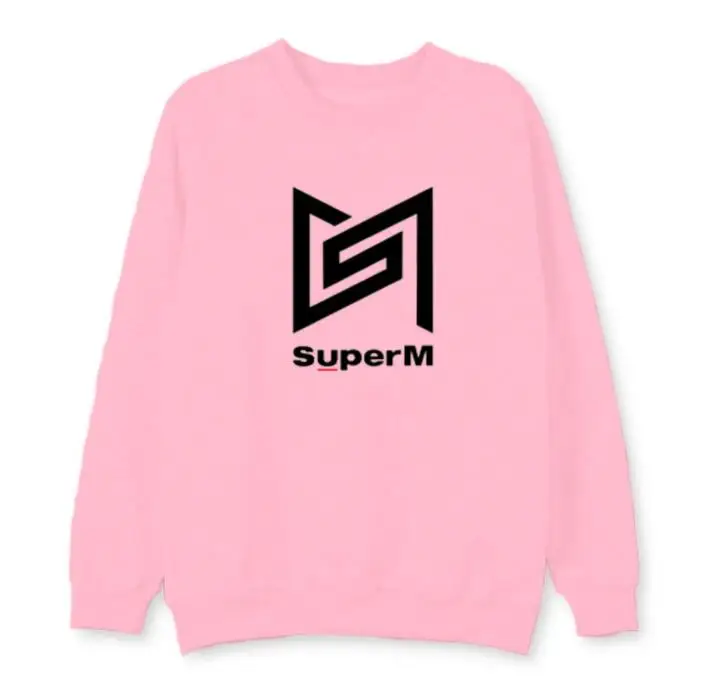 Kpop superM все названия членов/логотип пуловер с принтом и круглым вырезом толстовки унисекс флис/Тонкий Свободный свитшот - Цвет: thin