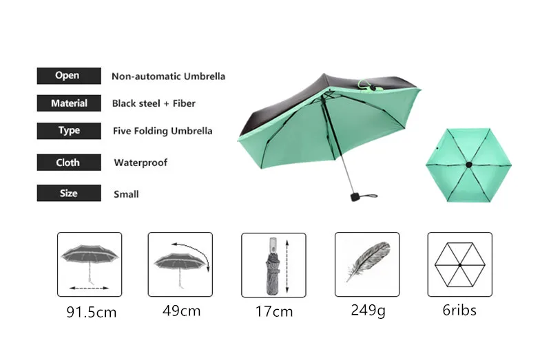 pocket 5 fold umbrella_green