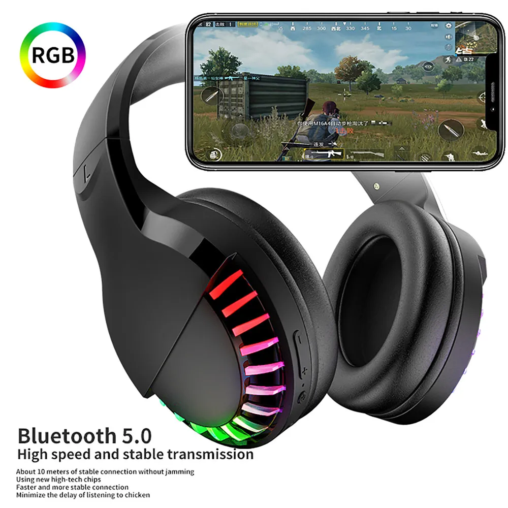 Gaming Headset Wired Dual Mode RGB Light Over Head Headphones Noise Cancelling for Laptop Mobile Phone Tablet Game
