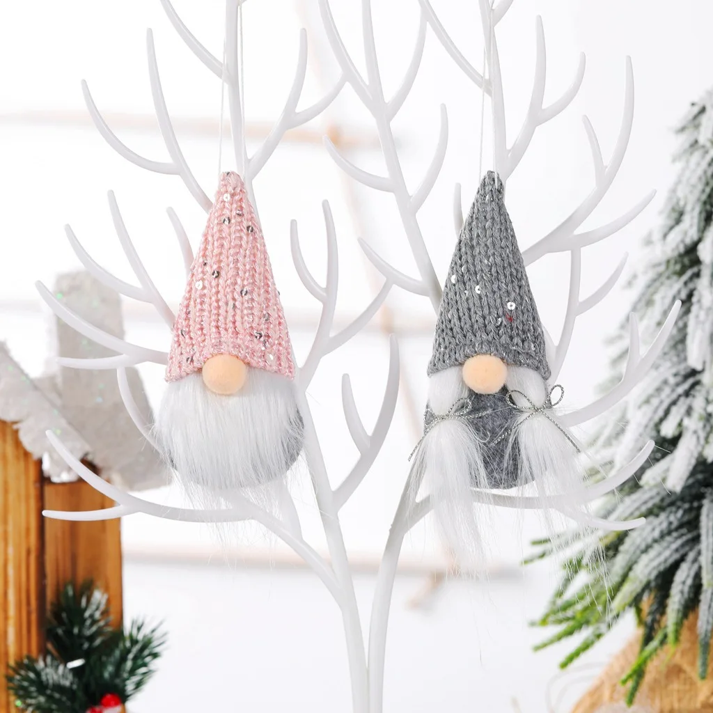 Christmas Decorations Christmas Small Cute Gnome Santa Xmas Tree Hanging Ornament Decoration for Home Navidad Pendant Gifts Happy New Year