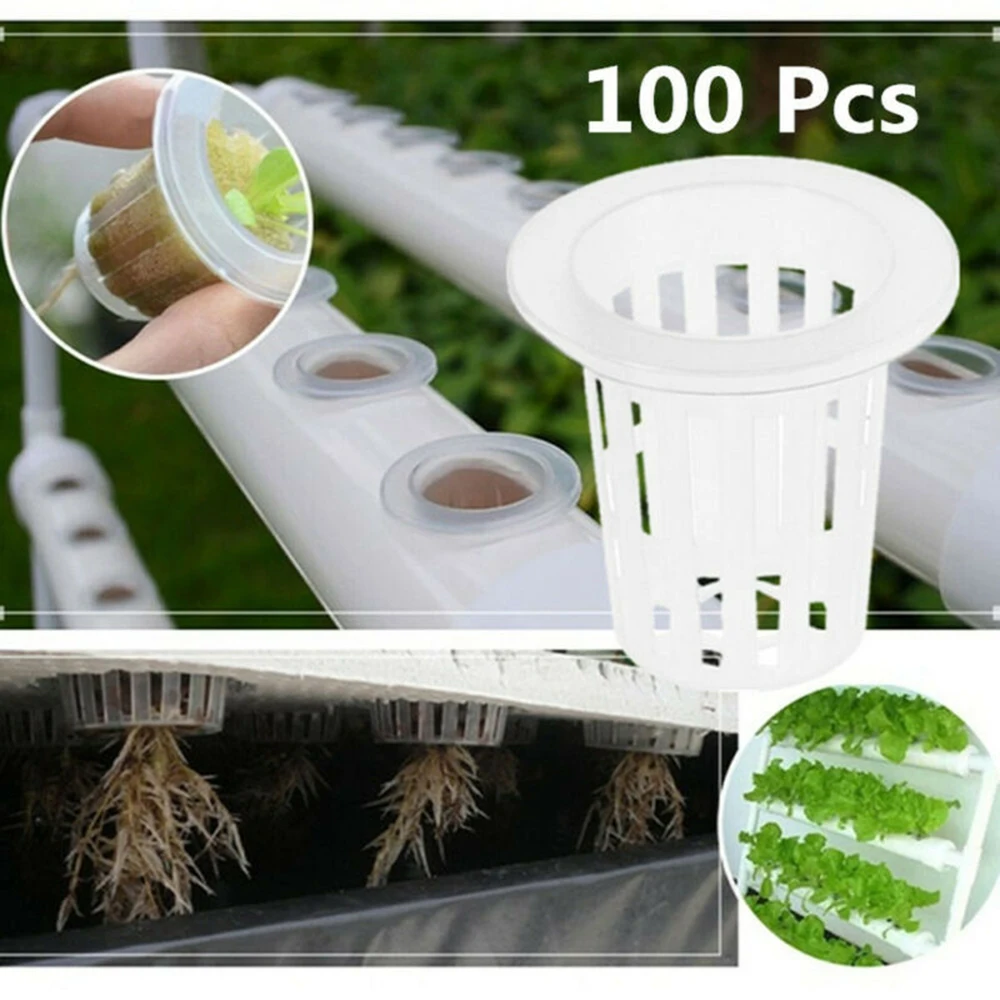 100PCS Durable Mesh Soilless Basket Vegetable Pots for Hydroponics Garden 