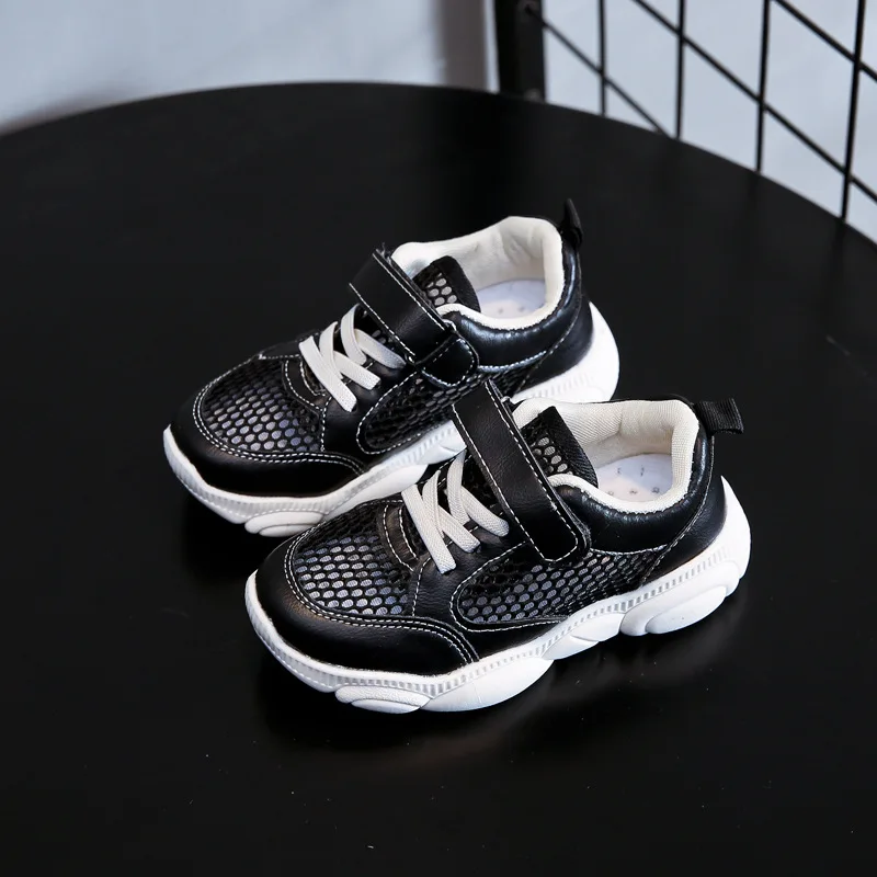 Детская обувь; кроссовки для мальчиков и девочек; модная повседневная детская обувь из дышащего сетчатого материала; кроссовки для девочек - Цвет: black mesh
