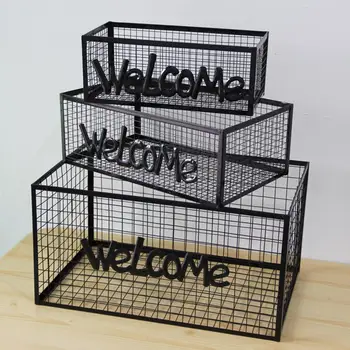 

Muti-function Iron Box Fruit Storage Basket Desktop Book Organizer For Sitting Room Dining-Room