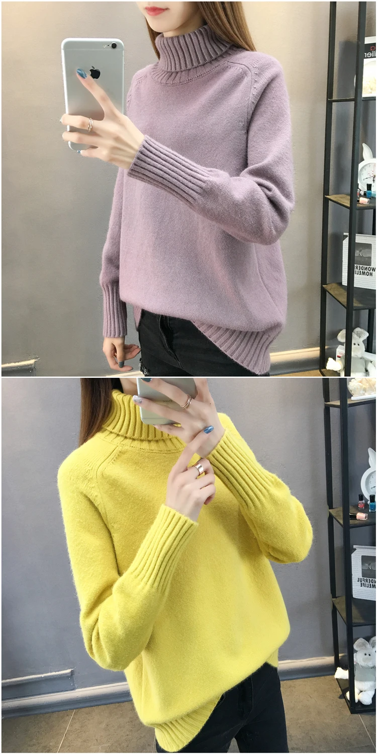 Fdfklak Casual new pull femme pullover sweater women thick warm knit top woman winter clothes turtleneck women's sweaters