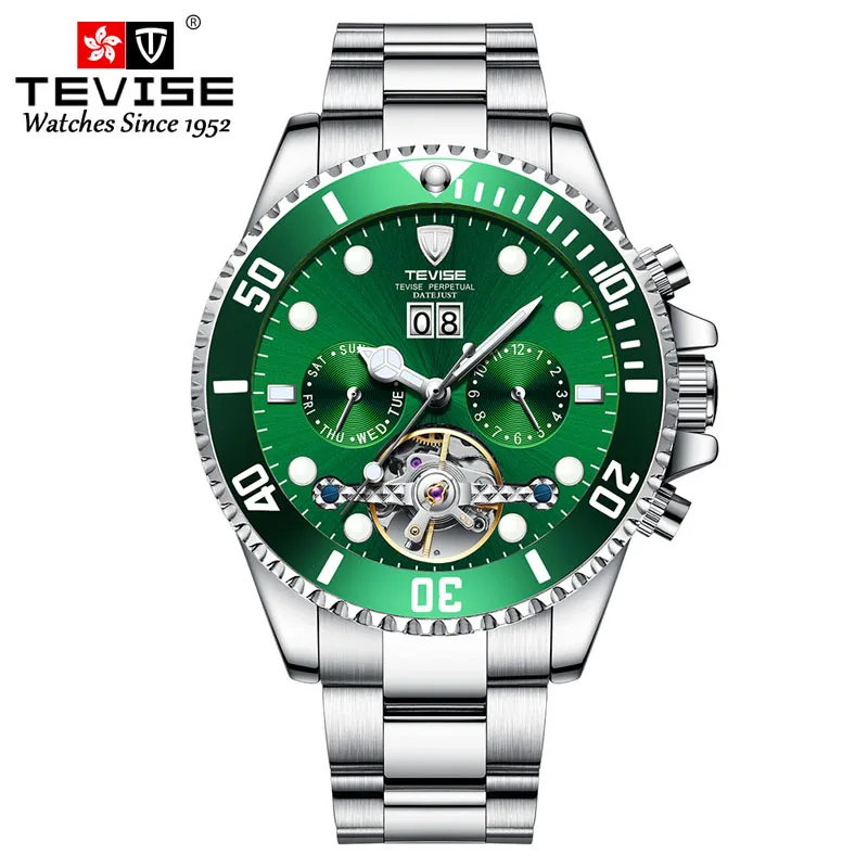 Tevise, роскошный модный бренд, механические часы, мужские automatic Tourbillon, золотые часы, повседневные водонепроницаемые часы, мужские часы - Цвет: T823F3