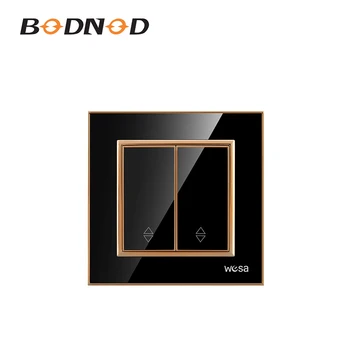 

EU Standard 2 Gang 2 Way Black Acrylic Panel Power Light Switch Rocker Switch 250V 16A Wall Switch 84mm*84mm