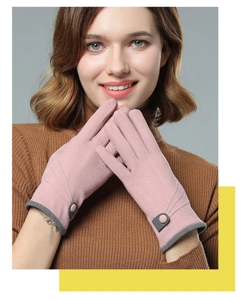Элегантные женские перчатки с сенсорным экраном изысканные звезды вышивка мода плюс бархат Теплый Открытый Велоспорт ветронепроницаемые